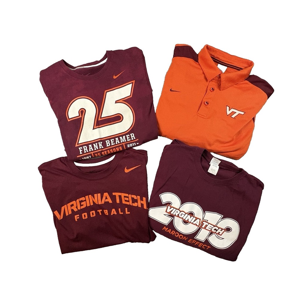 LOT OF 4 Men's M Nike Virginia Tech Football Shirts SS/LS SEE DESCRIPTION